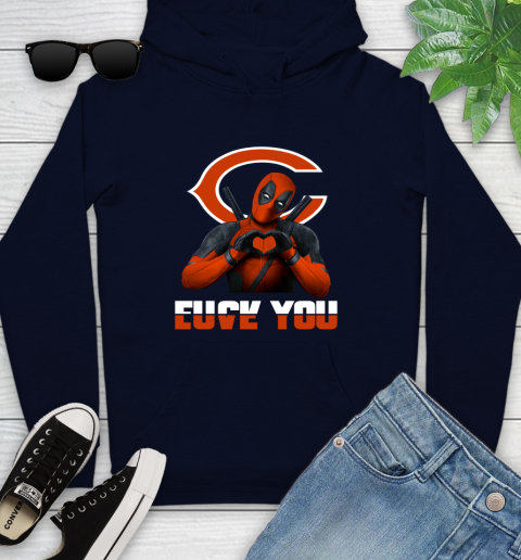 NHL Chicago Bears Deadpool Love You Fuck You Football Sports Youth Hoodie 3