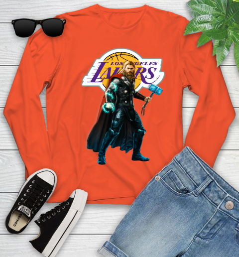 NBA Thor Avengers Endgame Basketball Los Angeles Lakers Youth Long Sleeve 4