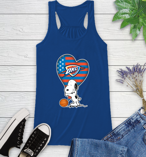Oklahoma City Thunder NBA Basketball The Peanuts Movie Adorable Snoopy Racerback Tank 9