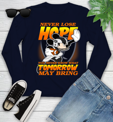 Oakland Raiders NFL Football Mickey Disney Never Lose Hope Youth Long Sleeve 2