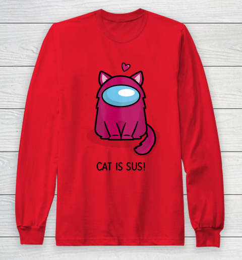 Among Us Game Shirt Cute Cat Astronaut Among me or us Nerdy Girl Gamer Long Sleeve T-Shirt 7