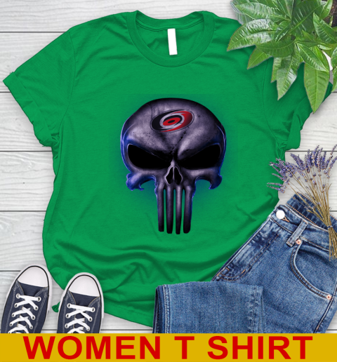 Carolina Hurricanes NHL Hockey Punisher Skull Sports Women's T-Shirt 7
