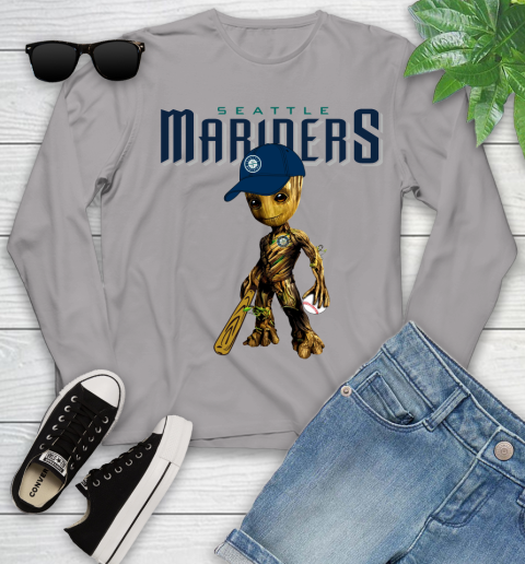 MLB Seattle Mariners Groot Guardians Of The Galaxy Baseball Youth Long Sleeve 5