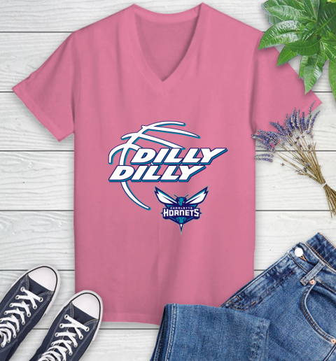 NBA Charlotte Hornets Dilly Dilly Basketball Sports Women's V-Neck T-Shirt 13