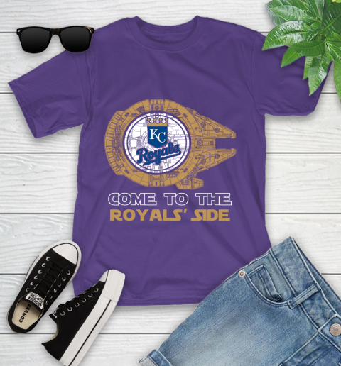 MLB Come To The Kansas City Royals Side Star Wars Baseball Sports Youth T-Shirt 3