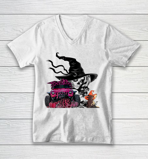 My Broom Broke Now I Drive A Black Jeep Witch Halloween V-Neck T-Shirt