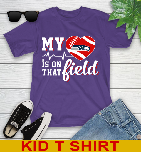 NFL My Heart Is On That Field Football Sports Seattle Seahawks Youth T-Shirt 3
