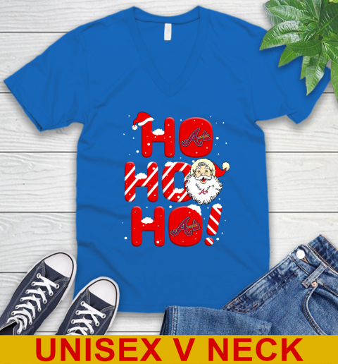 Atlanta Braves MLB Baseball Ho Ho Ho Santa Claus Merry Christmas Shirt V-Neck T-Shirt 5