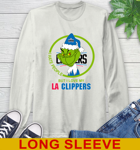 LA Clippers NBA Christmas Grinch I Hate People But I Love My Favorite Basketball Team Long Sleeve T-Shirt 12