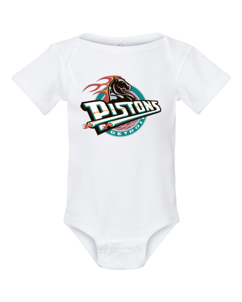 Custom NBA Detroit Pistons Logo Short Sleeve Baby Infant Bodysuit