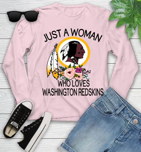 NFL Just A Woman Who Loves Washington Redskins Football Sports Youth Long Sleeve 7