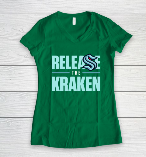 Release The Kraken T Shirt – Seattle Kraken Women's V-Neck T-Shirt 3