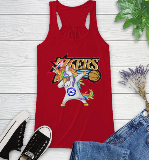 Philadelphia 76ers NBA Basketball Funny Unicorn Dabbing Sports Racerback Tank 7 Philadelphia 76ers NBA Basketball Funny Unicorn Dabbing Sports Racerback Tank - Image 7