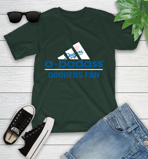 MLB A Badass Los Angeles Dodgers Fan Adidas Baseball Sports Youth T-Shirt 5