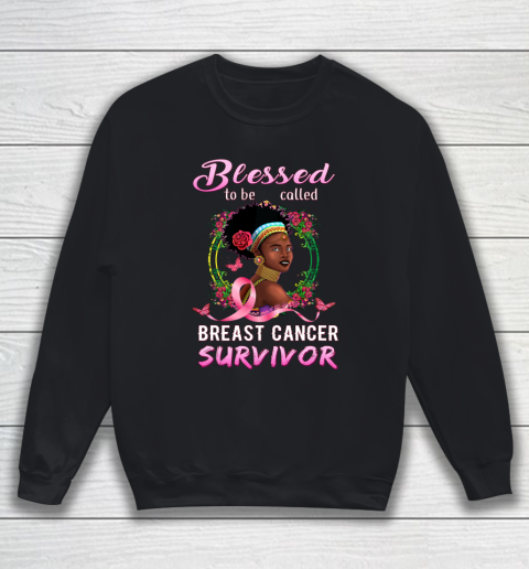 African American Breast Cancer Shirts Women Blessed Survivor Sweatshirt