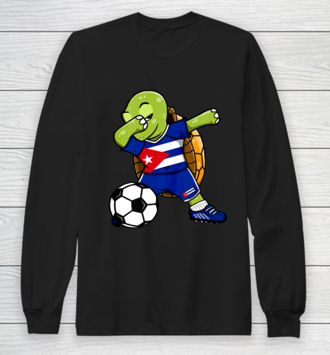 Dabbing Turtle Cuba Soccer Fans Jersey Cuban Football Lover Long Sleeve T-Shirt