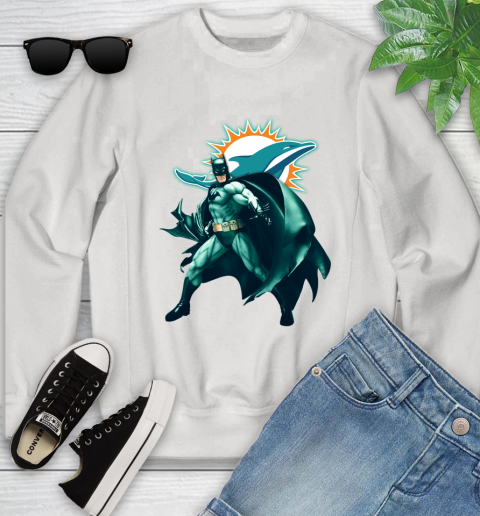NFL Batman Football Sports Miami Dolphins Youth Sweatshirt