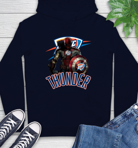 Oklahoma City Thunder NBA Basketball Captain America Thor Spider Man Hawkeye Avengers Hoodie 4