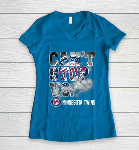 MLB Minnesota Twins Baseball Can't Stop Vs Twins Women's V-Neck T-Shirt 5