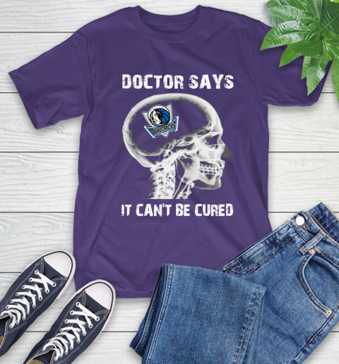NBA Dallas Mavericks Basketball Skull It Can't Be Cured Shirt T-Shirt - Image 6