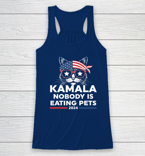 Harris Walz 2024  Nobody Is Eating Pets Racerback Tank 4
