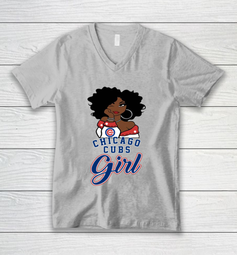 Chicago Cubs Girl MLB V-Neck T-Shirt - Image 5