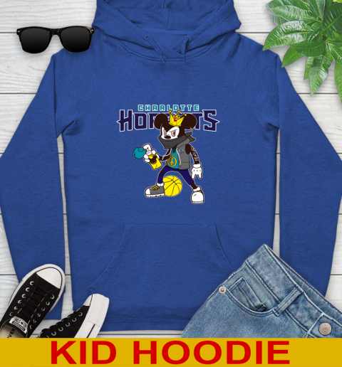 Charlotte Hornets NBA Basketball Mickey Peace Sign Sports Youth Hoodie 10