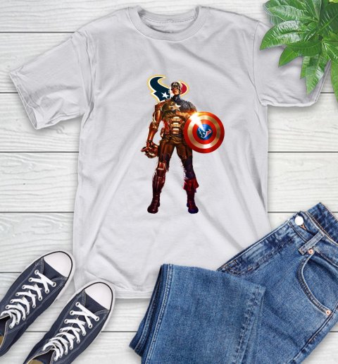 NFL Captain America Marvel Avengers Endgame Football Sports Houston Texans T-Shirt 12