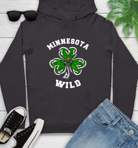 NHL Minnesota Wild Three Leaf Clover St Patrick's Day Hockey Sports Youth Hoodie 8
