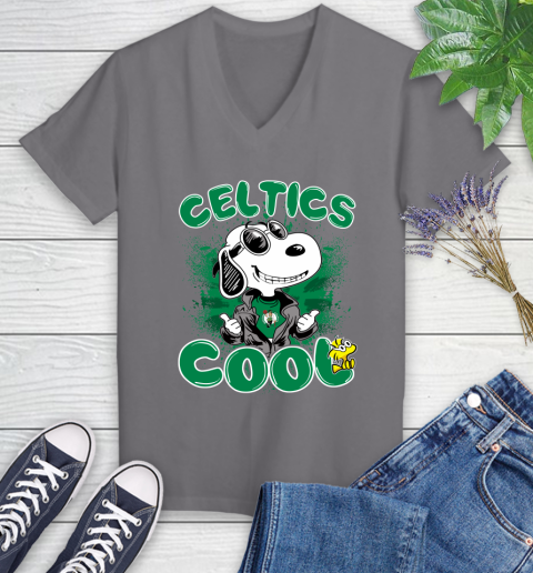 NBA Basketball Boston Celtics Cool Snoopy Shirt Women's V-Neck T-Shirt 9