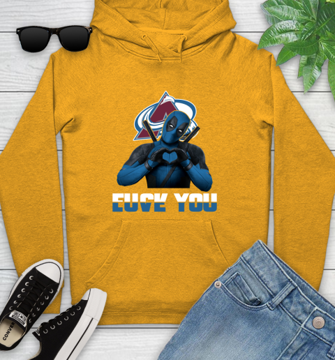 NHL Colorado Avalanche Deadpool Love You Fuck You Hockey Sports Youth Hoodie 2