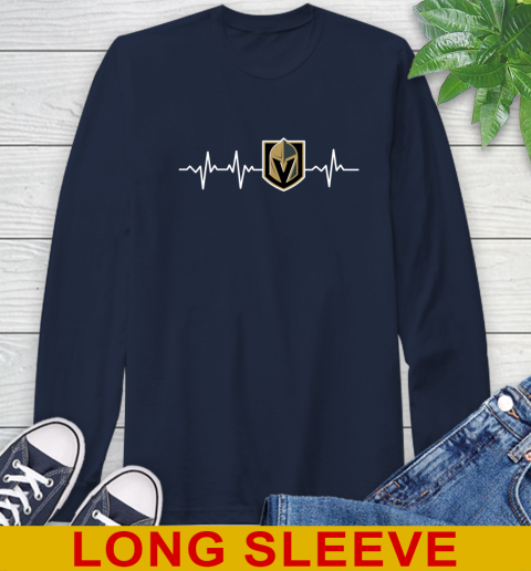 Vegas Golden Knights NHL Hockey Heart Beat Shirt Long Sleeve T-Shirt 3