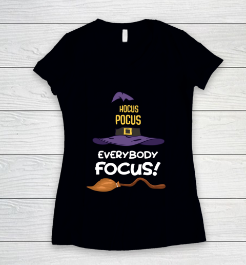 Hocus Pocus Everybody Focus Halloween Women's V-Neck T-Shirt