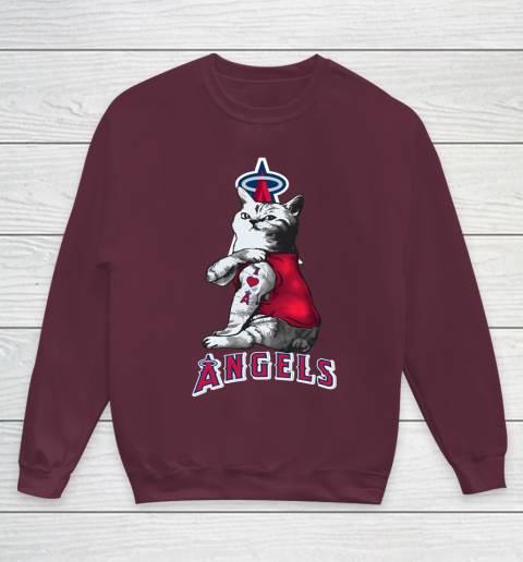 MLB Baseball My Cat Loves Los Angeles Angels Youth Sweatshirt 4