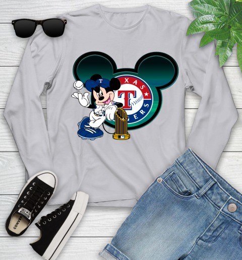 MLB Texas Rangers The Commissioner's Trophy Mickey Mouse Disney Youth Long Sleeve 5