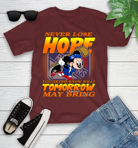 New York Rangers NHL Hockey ootball Mickey Disney Never Lose Hope Youth T-Shirt 14