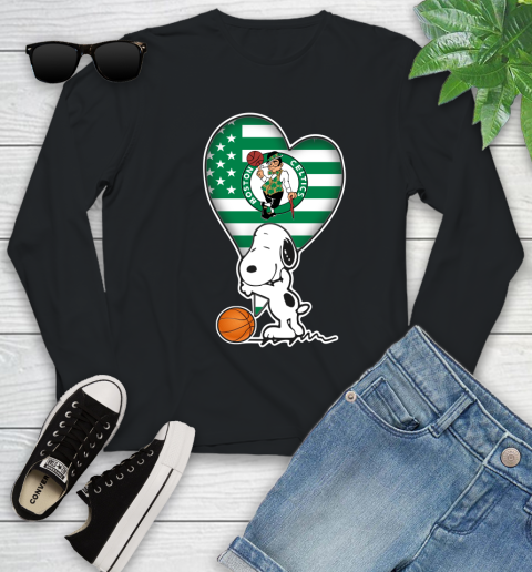 Boston Celtics NBA Basketball The Peanuts Movie Adorable Snoopy Youth Long Sleeve 2