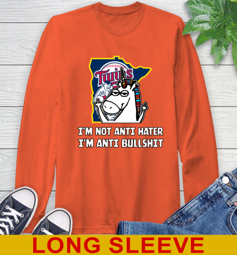 Minnesota Twins MLB Baseball Unicorn I'm Not Anti Hater I'm Anti Bullshit Long Sleeve T-Shirt 5