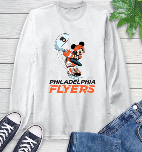 NHL Hockey Philadelphia Flyers Cheerful Mickey Mouse Shirt Long Sleeve T-Shirt 2