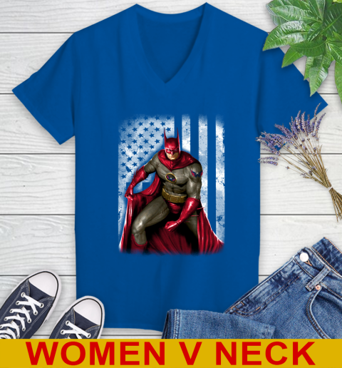 Washington Capitals NHL Hockey Batman DC American Flag Shirt Women's V-Neck T-Shirt 9