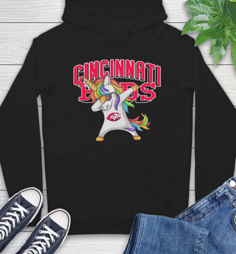 Cincinnati Reds MLB Baseball Funny Unicorn Dabbing Sports Hoodie 2