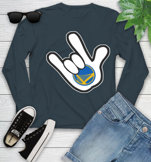 Golden State Warriors NBA Basketball Mickey Rock Hand Disney Youth Long Sleeve 8
