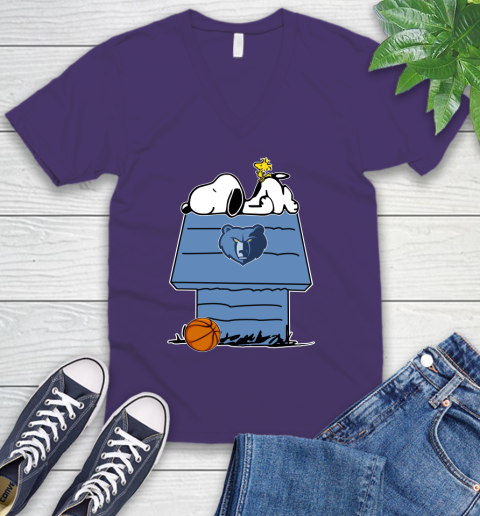 Memphis Grizzlies NBA Basketball Snoopy Woodstock The Peanuts Movie V-Neck T-Shirt 10