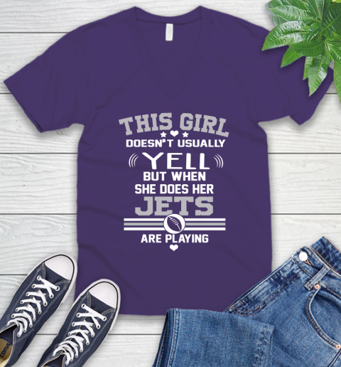 New York Jets NFL Football I Yell When My Team Is Playing V-Neck T-Shirt 9