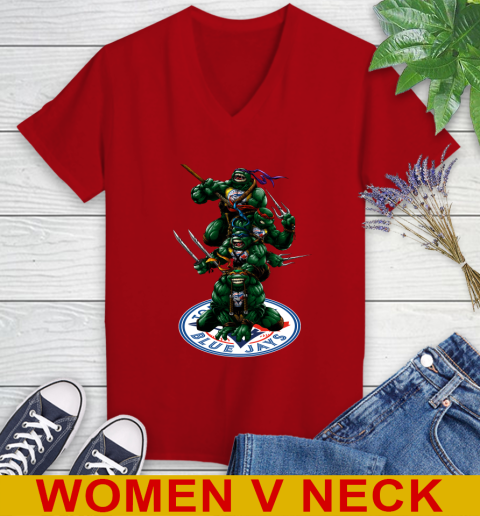 MLB Baseball Toronto Blue Jays Teenage Mutant Ninja Turtles Shirt Women's V-Neck T-Shirt 12