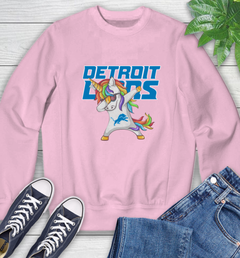 Detroit Lions NFL Football Funny Unicorn Dabbing Sports Sweatshirt 9