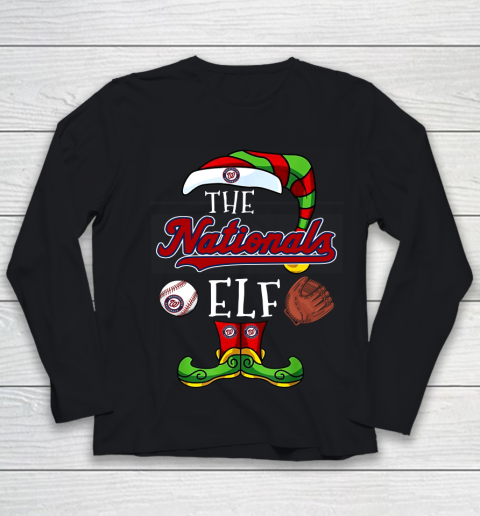 Washington Nationals Christmas ELF Funny MLB Youth Long Sleeve
