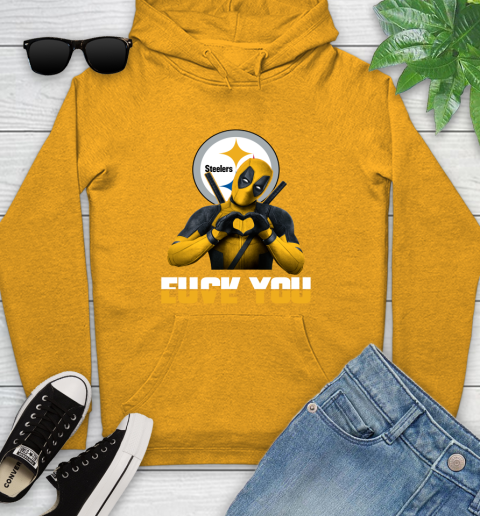 NHL Pittsburgh Steelers Deadpool Love You Fuck You Football Sports Youth Hoodie 2