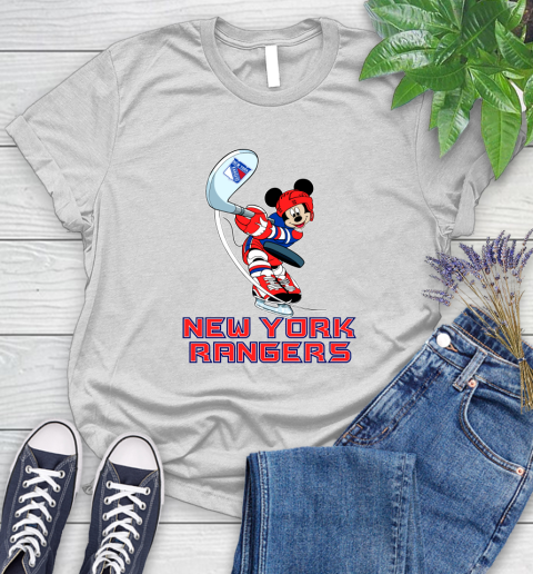 NHL Hockey New York Rangers Cheerful Mickey Mouse Shirt Women's T-Shirt 2