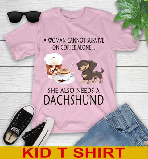 Women cannot survive on coffee alone she also need a DACHSHUND tshirt 92